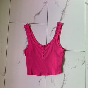 AEROPOSTALE PINK HENLEY CROP TOP